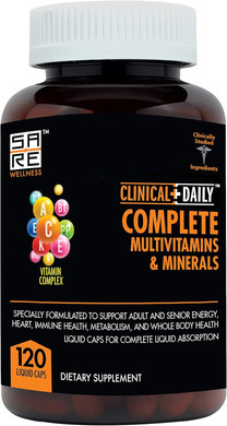 Clinical Daily Complete Whole Food Multivitamin Supplement For Women & Men - Complete Liquid Vitamin Absorption! 42 Superfood Fruits Vegetables - Young Adult To Senior - 120 Liquid Capsules
