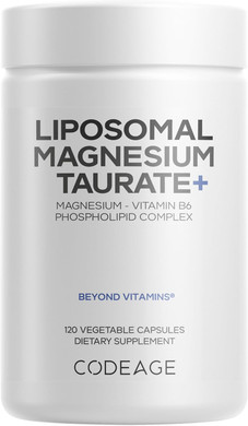 Codeage Liposomal Magnesium Taurate+ Supplement - Magnesium Taurate, Vitamin B6 As Pyridoxal 5-Phosphate, 2-Month Supply - Liposomal Delivery, Vegan, Non-Gmo, Gluten-Free, 120 Capsules