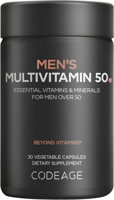 Codeage Men'S Multivitamin 50 - Essential Vitamins & Minerals For Men Over 50 - Daily Multivitamins For Men Supplement - Vitamin A, C, D3, E, B6, B1, Coq10, Probiotics, Lutein - Non-Gmo - 30 Capsules