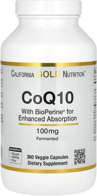Coq10 100 Mg, Coenzyme Q10 Ubiquinone Usp With Bioperine Black Pepper For Enhanced Absorption, Supports Mitochondrial Function*, 360 Veggie Capsules