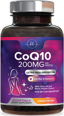 Coq10 200Mg Softgels - Ultra High Absorption, Antioxidant For Heart Health & Energy Production Support - Coenzyme Q10 (Ubiquinone) Co Q 10 Supplement And Vitamins 100Mg Each - Non Gmo - 240 Softgels