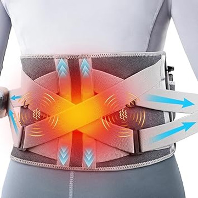 Cordless Heating Pad With Vibration Massage For Back Pain Relief, 10000Mah Long Lasting Battery Portable Lower Back Massager Heated Back Brace Father'S Day Gifts, For Dad Mom, Fits Size S/M