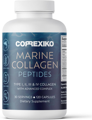 Correxiko Marine Collagen Supplement Pills - 1800Mg Hydrolyzed Collagen Peptides Per Serving With Added Hyaluronic Acid, Vitamin C & Minerals - For Hair, Skin & Nails - 240 Capsules 2 Month Supply