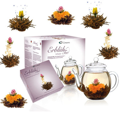 Creano Flowering Tea  Flower Tea Ball Gift Set With 17Oz Glass Teapot - Black Tea