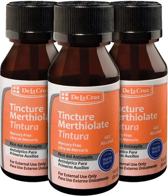 De La Cruz Merthiolate Tincture Antiseptic - First Aid For Minor Cuts, Scrapes And Burns - Mercury-Free Formula Safe For The Entire Family (9 Bottles)