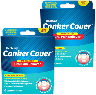 Dentemp Canker Cover - Canker Sore Medicine Pain Reliever (8 Count) - Canker Sore Treatment To Relieve Canker Pain, Mouth Sores & Mouth Irritation - Fast Acting Canker Sore Relief Tablets For Adults