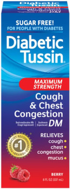 Diabetic Tussin Dm Maximum Strength Cough Syrup, Safe For Diabetics, Berry Flavored, 8 Oz Sore Throat Spray, Wild Cherry, 6 Fl Oz