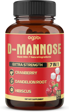 D-Mannose Capsules - 7 Herbs With Cranberry, Dandelion, Hibiscus And More - Support Flush Impurities And Urinary Tract Health - 90 Vegan Capsules 3-Month Supply