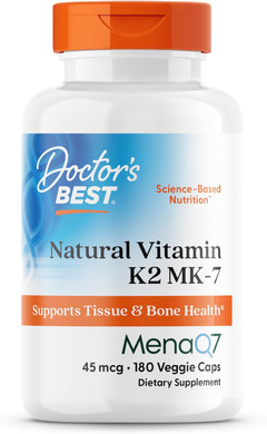 Doctor'S Best Natural Vitamin K2 Mk-7 Capsule , Supports Bone Health & Soft Tissue Elasticity, 180 Ct