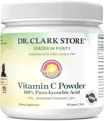 Dr Clark Vitamin C Powder Ascorbic Acid - Immune Support Supplement, Gluten Free, Potent Antioxidant, Supports Brain Function, Promotes Tissue Formation And Repair, 454Gm | 16Oz