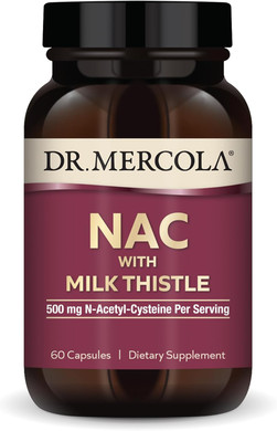 Dr. Mercola Nac With Milk Thistle - With Antioxidants - Supports Normal Detoxification Processes - 500 Mg N-Acetyl-Cysteine Per Serving - Non-Gmo, Gluten-Free & Soy Free - 60 Capsules (30 Servings)