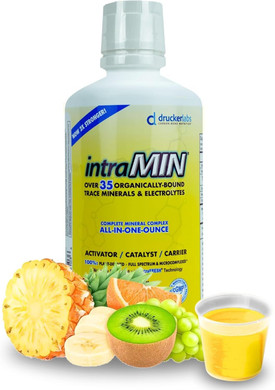 Drucker Labs - Intramin Organic Liquid Trace Minerals Dietary Supplement For Men, Women, Kids, Immune Support, Muscle Support, Non Gmo, Gluten Free, Vegan, Electrolytes (32 Oz., Tropical Fruit Punch)