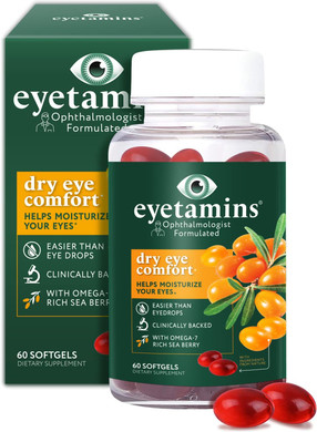 Dry Eye Comfort - 60 Softgels - Ophthalmologist - Formulated, Natural - Himalayan Sea Buckthorn Oil - Vegan And Non-Gmo Formula