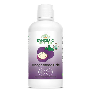 Dynamic Health Mangosteen Gold, Organic Mangosteen 100% Juice, No Additives, Antioxidant, Vegan, Gluten Free, Non-Gmo, 32 Fl Oz
