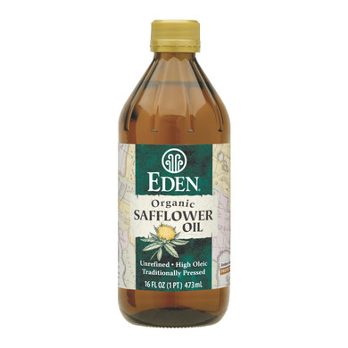 Eden Organic Safflower Oil, Unrefined, High Oleic, Traditionally Pressed, 16 Fl Oz Amber Glass