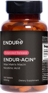 Endur-Acin, Extended Release Niacin For Optimal Absorption & Low-Flush Vitamin B3 Niacin 500Mg, Premium Niacin Supplement Manufactured In The Usa, 100 Tablets