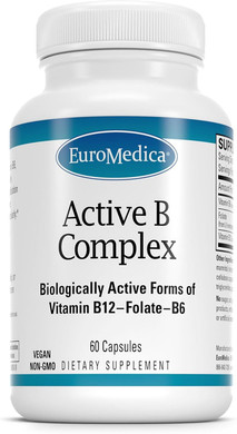 Euromedica Active B Complex - Supplement To Aid Heart Health With Bioactive B Vitamins - Supplement With Folate & Calcium - B Complex Capsules To Aid Nervous System Health & Function - 60 Capsules