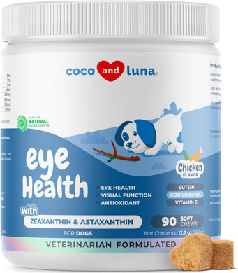 Eye Support For Dogs - 90 Soft Chews - Dog Supplements For Vision, Eye Vitamins For Dogs, With Cod Liver Oil Antioxidant, Dog Omega Supplement, Omega 3 Epa And Dha Fatty Acids