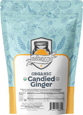 Fermentaholics Usda Certified Organic Dried Candied Ginger 7 Oz - Perfect For Secondary Fermentation & Kombucha Flavoring