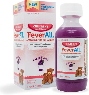 Feverall Liquid Oral Children Fever Reducer/Pain Reliever (8 Oz., Grape)