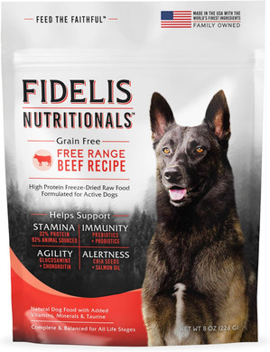 Fidelis Freeze Dried Raw Dry Dog Food For Small, Medium, Large Dogs, High Protein, Chicken, Blueberries, Superfoods, Omega 3, Grain Free, Kibble-Alternative, Adult & Puppy, Made In Usa, Beef, 8 Oz
