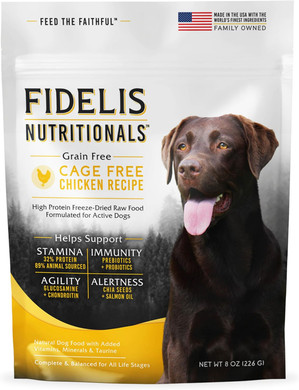 Fidelis Freeze Dried Raw Dry Dog Food For Small, Medium, Large Dogs, High Protein, Chicken, Blueberries, Superfoods, Omega 3, Grain Free, Kibble-Alternative, Adult & Puppy, Made In Usa, Chicken, 8 Oz