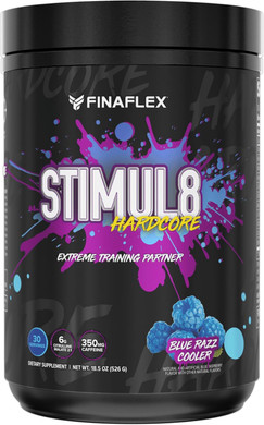 Finaflex Stimul8 Hardcore, Blue Razz Cooler - Extreme Energy, Strength & Endurance For Men & Women - With Caffeine & L-Citrulline - 30 Servings