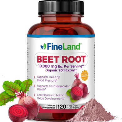 Fineland Beet Root Capsules | Blood Pressure Support 10,000Mg Equivalent Per Serving | 20:1 Extract,120 Vegan Capsules  Immune System, Circulation & Heart Health  Non Gmo, Made In Usa