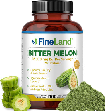 Fineland Bitter Melon 25:1 Extract 12,500Mg Strength, 10% Bitter Principles, 160 Vegan Capsules, Supports Digestive Health, Standardized And Concentrated 25X Extract, Non-Gmo Made In Usa