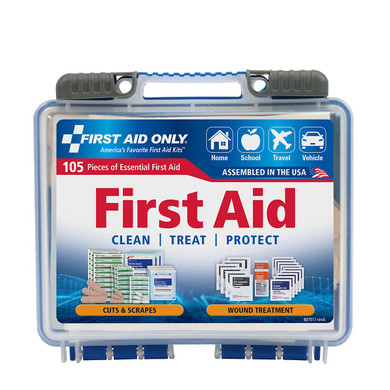 First Aid Only 91249 On-The-Go All-Purpose Emergency First Aid Kit For Car, Travel, Home And Business, 105 Pieces