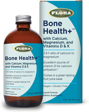 Flora Bone Health+ - Calcium & Magnesium Supplement - Offers Bone Support - Contains Vitamin D3 & Vitamin K2 - Vegan & Gluten-Free - Delicious Fruit Juice Base - 8 Fl. Oz