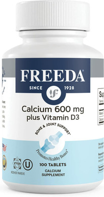 Freeda Calcium 600 Mg With Vitamin D3 400 Iu  Essential Bone Support Supplement  Kosher, Gluten-Free, Easy-To-Swallow Coated Tablets For Women & Men (100 Ct)