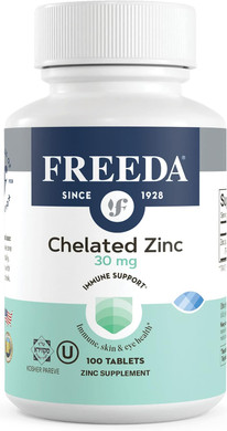 Freeda Chelated Zinc 30Mg  Traacs® Zinc Bisglycinate For High Absorption  Vegan, Kosher, Gentle On Stomach  Immune Support For Adults, Men & Women  100 Tiny Tablets