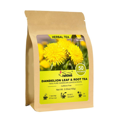 Fullchea - Dandelion Leaf & Root Tea Bags, 50 Teabags - Natural Dandelion Herbal Tea For Liver & Kidney Health - Non-Gmo - Caffeine-Free - Support Digestion & Boost Immune System