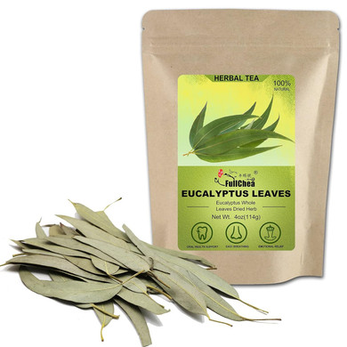 Fullchea - Dried Eucalyptus Leaves - 4Oz/114G - Hojas De Eucalipto - Premium Chinese Dried Eucalyptus Herb Whole Leaf - Non-Gmo - Caffeine-Free - Easy Breathing Support