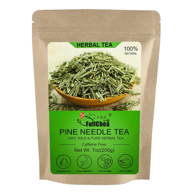 Fullchea - Dried Pine Needle Tea - 7Oz/200G - Premium Red Pine Needles Loose Leaf Herbal Tea - Non-Gmo - Better Than White Pine Needle Tea - Caffeine-Free - Cut & Sifted