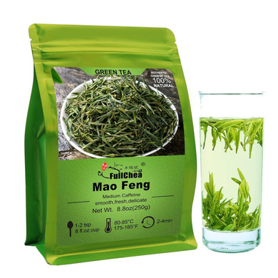 Fullchea - Mao Feng - Chinese Green Tea Loose Leaf Tea - Maofeng Bulk Green Tea - Fresh Floral Flavor - Help To Digest (8.8Oz / 250G)