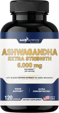 Gade Nutrition Ashwagandha Supplements - Extra Strength, Ashwagandha Powder Capsules With Black Pepper, Natural Mood, Focus, And Energy Support Supplement, 120 Veggie Capsules, Usa Made