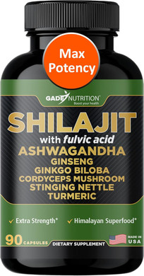 Gade Nutrition Pure Himalayan Organic - Shilajit Capsules - Premium Shilajit For Men And Women - With Ashwagandha Ginseng Cordyceps Mushroom Ginkgo Biloba Turmeric And Stinging Nettle - Made In Usa