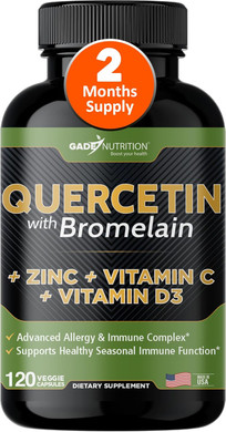 Gade Nutrition Quercetin With Vitamin C And Zinc - Quercetin 500Mg - Quercetin With Bromelain - Zinc Quercetin - Quercetin Supplements + Vitamin D3 (Non-Gmo, Gluten-Free, Vegan) - 4 Month Supply
