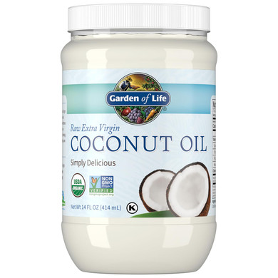 Garden Of Life Raw Extra Virgin Organic Coconut Oil For Hair, Skin, Cooking, 110 Servings - Pure Unrefined Cold Pressed Oil With Mcts For Body Care Or Baking, Aceite De Coco Organico, 56 Fl Oz