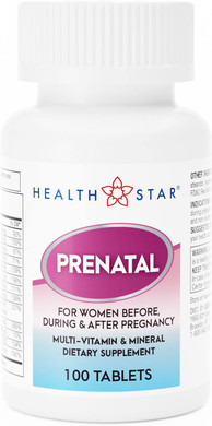Gericare Prenatal Multivitamin By Healthstar For Healthy Mom And Baby - Folate + Vitamin C + Vitamin D + Iron + Calcium + B12-100 Tablets