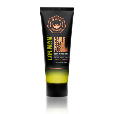 Gibs Con Man Hair & Beard Pudding - Leave In Conditioner - Curl Definer - Moisturizer - 3.25 Oz Travel Size
