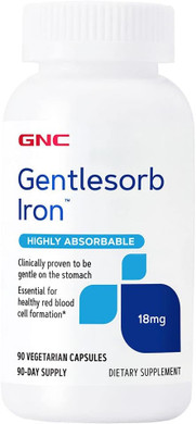 Gnc Gentlesorb Iron 18Mg Supplement, Supports Healthy Red Blood Cell Formation, 90 Servings