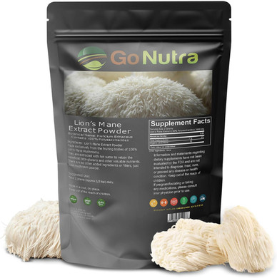 Go Nutra - LionS Mane Powder, Potent 10:1 LionS Mane Mushroom Powder With 30% Polysaccharides, Pure LionS Mane Extract For Tea, Juice, Water, And More, Non-Gmo, Vegan, 8 Oz