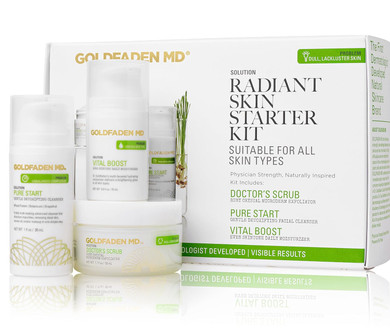 Goldfaden Md Radiant Skin Starter Kit | Complete Skin Care Regime Including Exfoliator, Cleanser & Daily Moisturizer | 3 Pc. Set