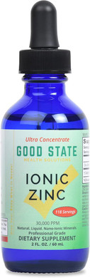Good State Natural Ionic Zinc | Liquid Concentrate | Nano Sized Mineral Technology | Professional Grade Dietary Supplement | 1.6 Fl Oz Glass Bottle (50 Ml)