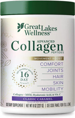 Great Lakes Wellness Beauty Boost Advanced Collagen Peptides Powder With Hyaluronic Acid, Biotin, Vitamin C - Skin Elasticity And Hydration - Raspberry Lemonade Flavor - Non-Gmo, Keto, Kosher - 8 Oz