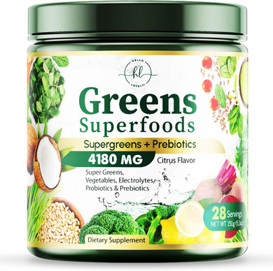 Greens Superfood Powder, Organic Spirulina & Chlorella Greens With Prebiotics & Probiotics, Gut Health & Bloating Support For Women, Green Drink Powder For Digestive & Energy Support - 28 Servings