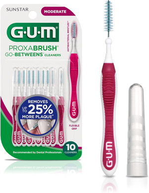 Gum Proxabrush Go-Betweens - Tight - Interdental Brushes - Soft Bristled Dental Picks For Plaque Removal Health - Safe For Braces & Dental Devices, 10Ct